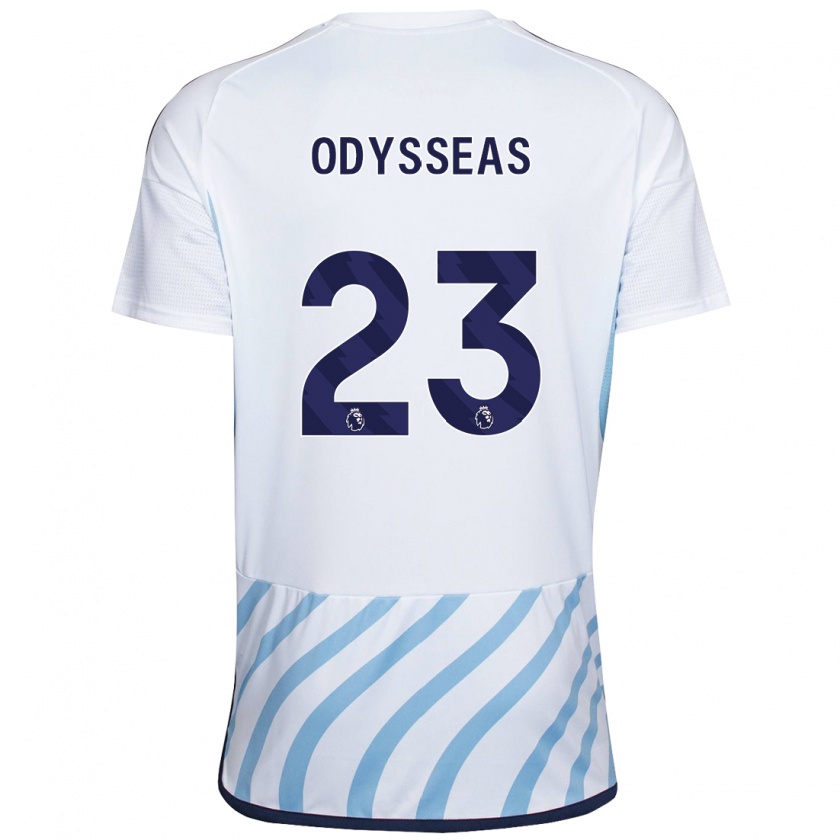 Kandiny Uomo Maglia Odysseas Vlachodimos #23 Bianco Blu Kit Gara Away 2023/24 Maglietta