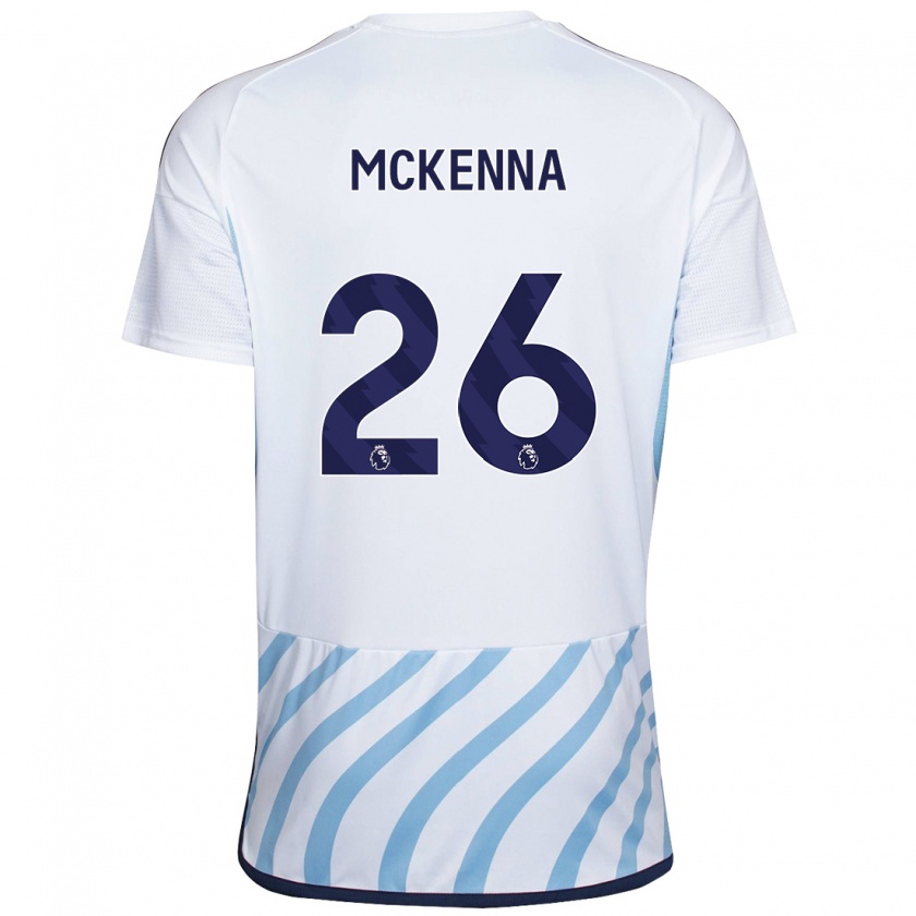 Kandiny Uomo Maglia Scott Mckenna #26 Bianco Blu Kit Gara Away 2023/24 Maglietta