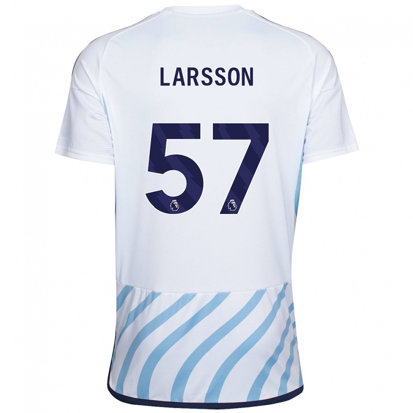 Kandiny Uomo Maglia Julian Larsson #57 Bianco Blu Kit Gara Away 2023/24 Maglietta