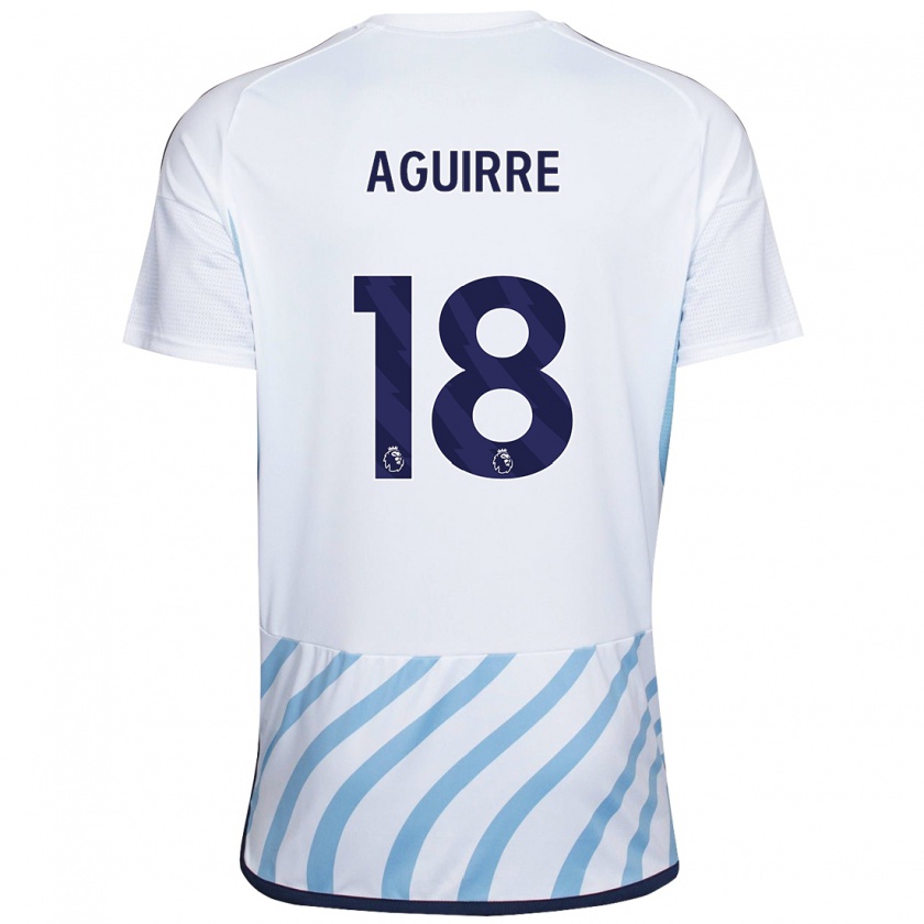 Kandiny Uomo Maglia Aja Aguirre #18 Bianco Blu Kit Gara Away 2023/24 Maglietta