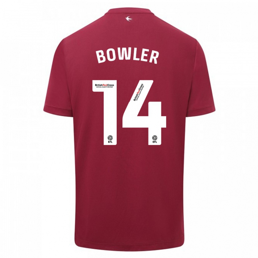 Kandiny Hombre Camiseta Josh Bowler #14 Rojo 2ª Equipación 2023/24 La Camisa