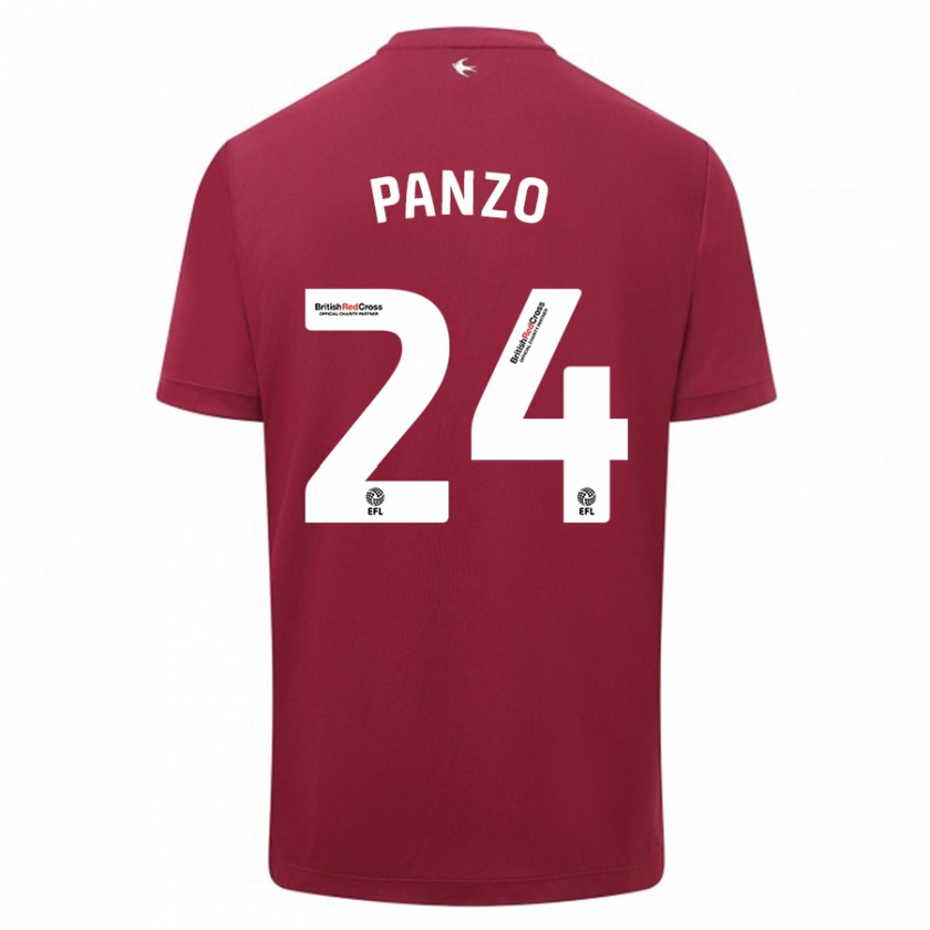 Kandiny Uomo Maglia Jonathan Panzo #24 Rosso Kit Gara Away 2023/24 Maglietta