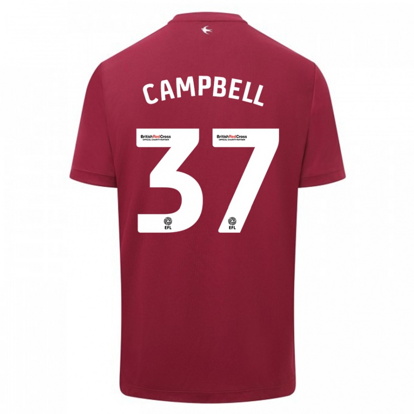 Kandiny Hombre Camiseta Vontae Daley-Campbell #37 Rojo 2ª Equipación 2023/24 La Camisa