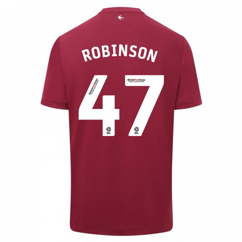 Kandiny Uomo Maglia Callum Robinson #47 Rosso Kit Gara Away 2023/24 Maglietta