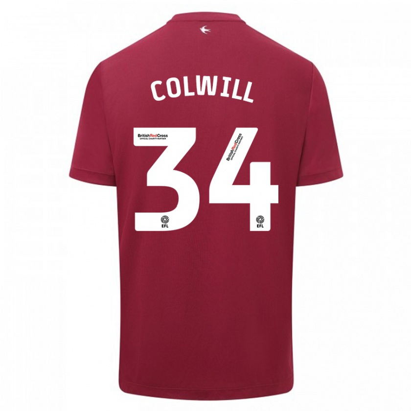 Kandiny Hombre Camiseta Joel Colwill #34 Rojo 2ª Equipación 2023/24 La Camisa