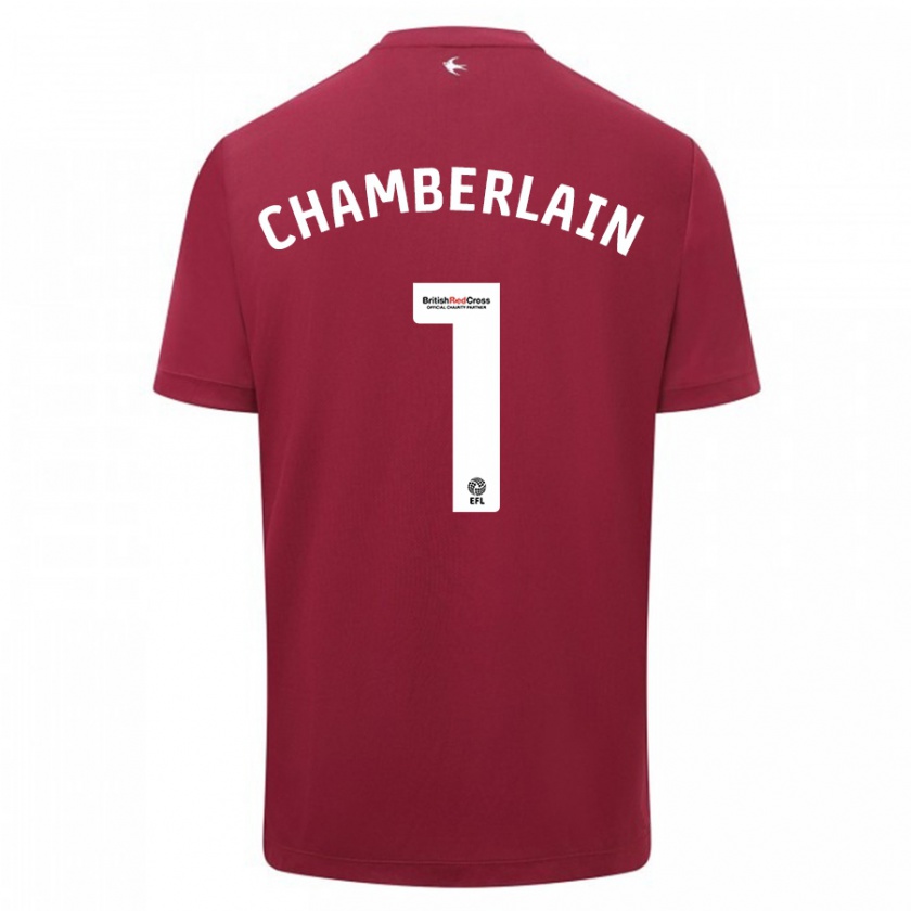 Kandiny Uomo Maglia Ceryn Chamberlain #1 Rosso Kit Gara Away 2023/24 Maglietta