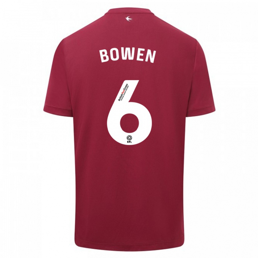 Kandiny Uomo Maglia Megan Bowen #6 Rosso Kit Gara Away 2023/24 Maglietta