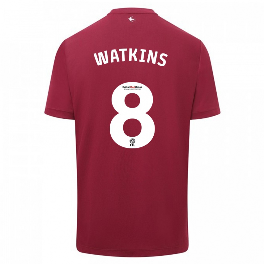 Kandiny Uomo Maglia Seren Watkins #8 Rosso Kit Gara Away 2023/24 Maglietta