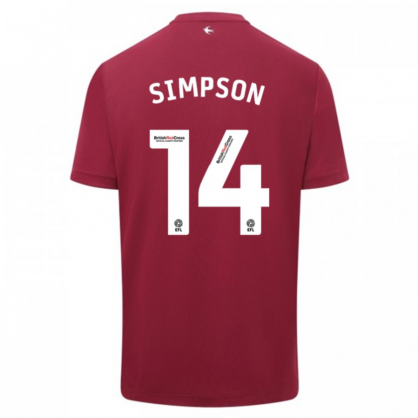 Kandiny Heren Jasmine Simpson #14 Rood Uitshirt Uittenue 2023/24 T-Shirt België