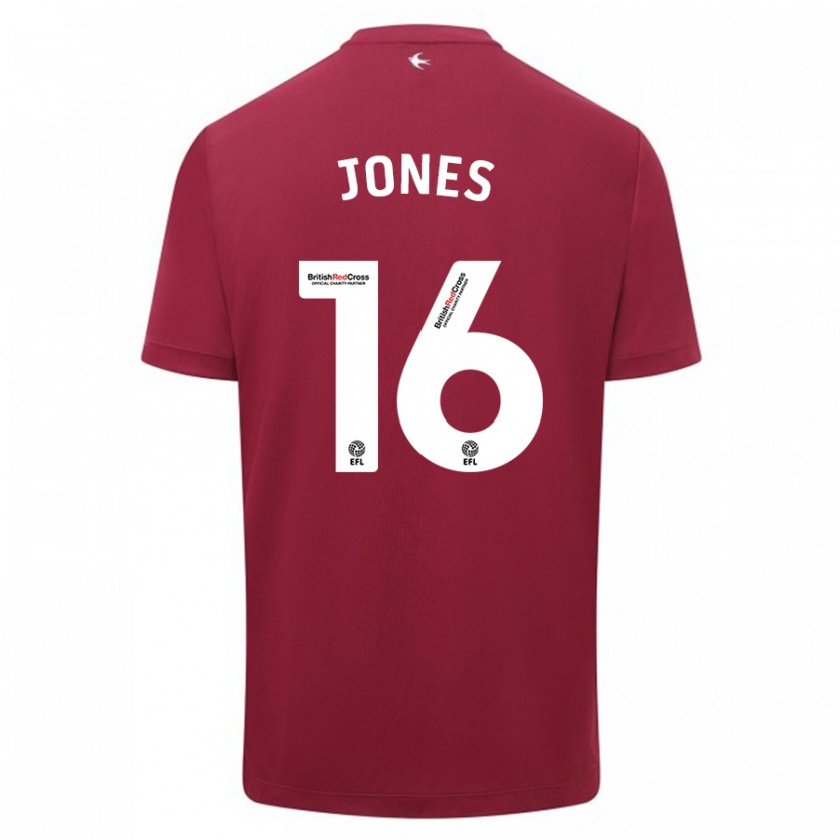 Kandiny Uomo Maglia Ellie Jones #16 Rosso Kit Gara Away 2023/24 Maglietta