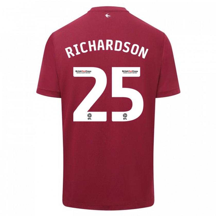 Kandiny Uomo Maglia Tija Richardson #25 Rosso Kit Gara Away 2023/24 Maglietta