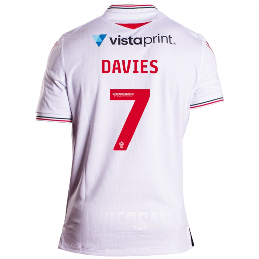 Kandiny Uomo Maglia Jordan Davies #7 Bianco Kit Gara Away 2023/24 Maglietta