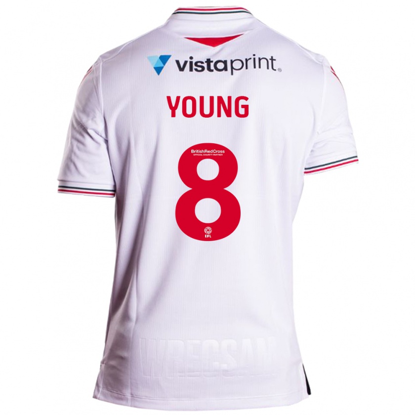 Kandiny Uomo Maglia Luke Young #8 Bianco Kit Gara Away 2023/24 Maglietta