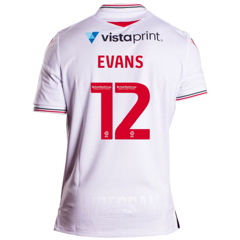 Kandiny Uomo Maglia George Evans #12 Bianco Kit Gara Away 2023/24 Maglietta