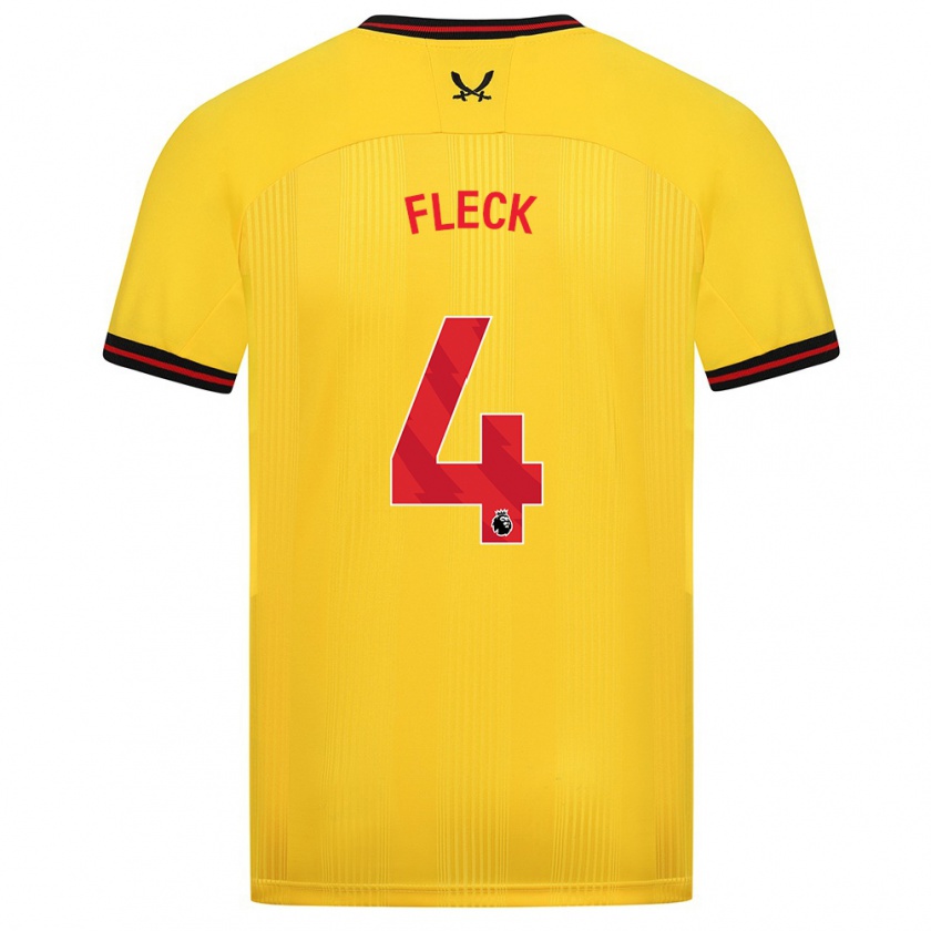 Kandiny Hombre Camiseta John Fleck #4 Amarillo 2ª Equipación 2023/24 La Camisa