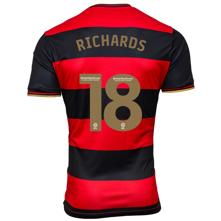 Kandiny Uomo Maglia Taylor Richards #18 Nero Rosso Kit Gara Away 2023/24 Maglietta