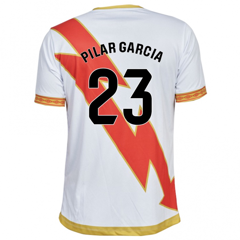 Kandiny Mujer Camiseta María Pilar García Villalba #23 Blanco 1ª Equipación 2023/24 La Camisa