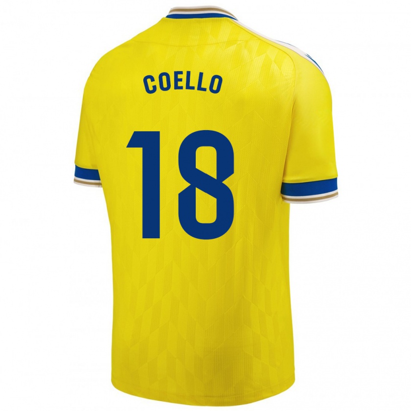 Kandiny Mujer Camiseta María Del Carmen Coello Vidal #18 Amarillo 1ª Equipación 2023/24 La Camisa