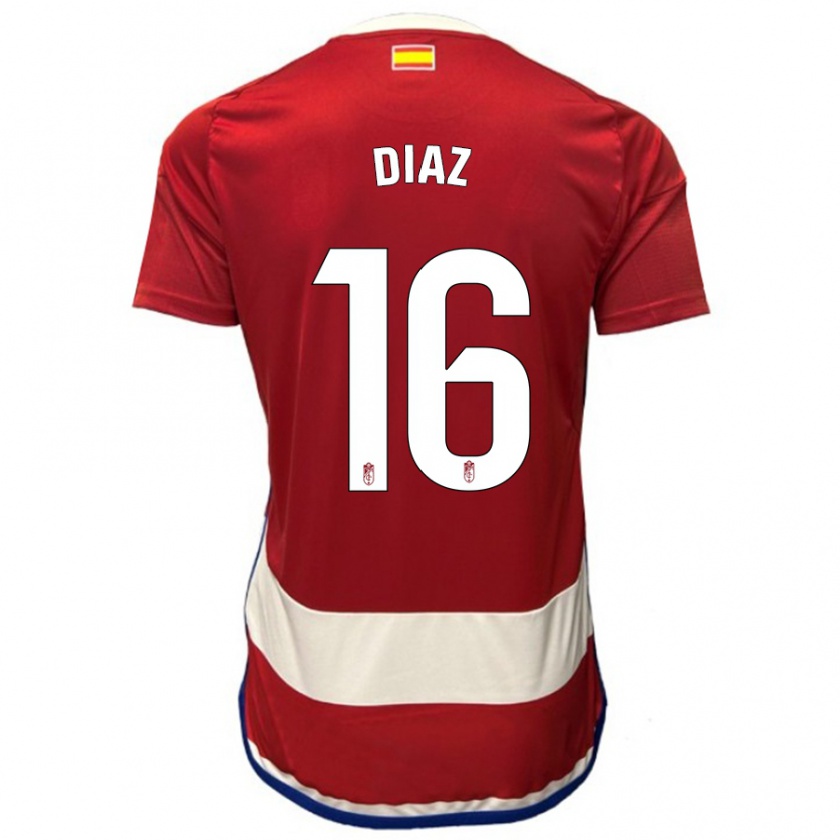 Kandiny Mujer Camiseta Víctor Díaz #16 Rojo 1ª Equipación 2023/24 La Camisa