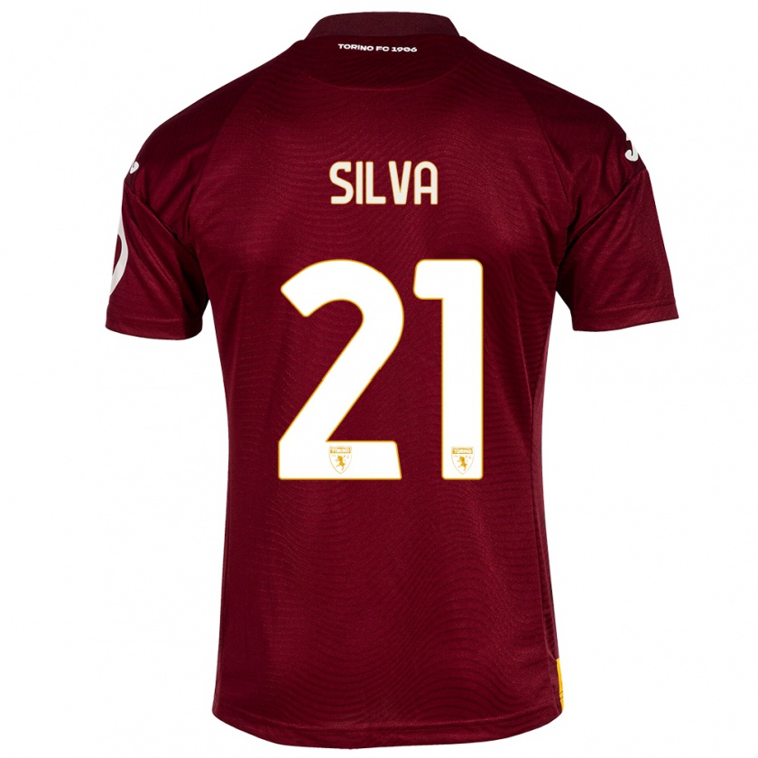 Kandiny Dames Jonathan Silva #21 Donkerrood Thuisshirt Thuistenue 2023/24 T-Shirt België