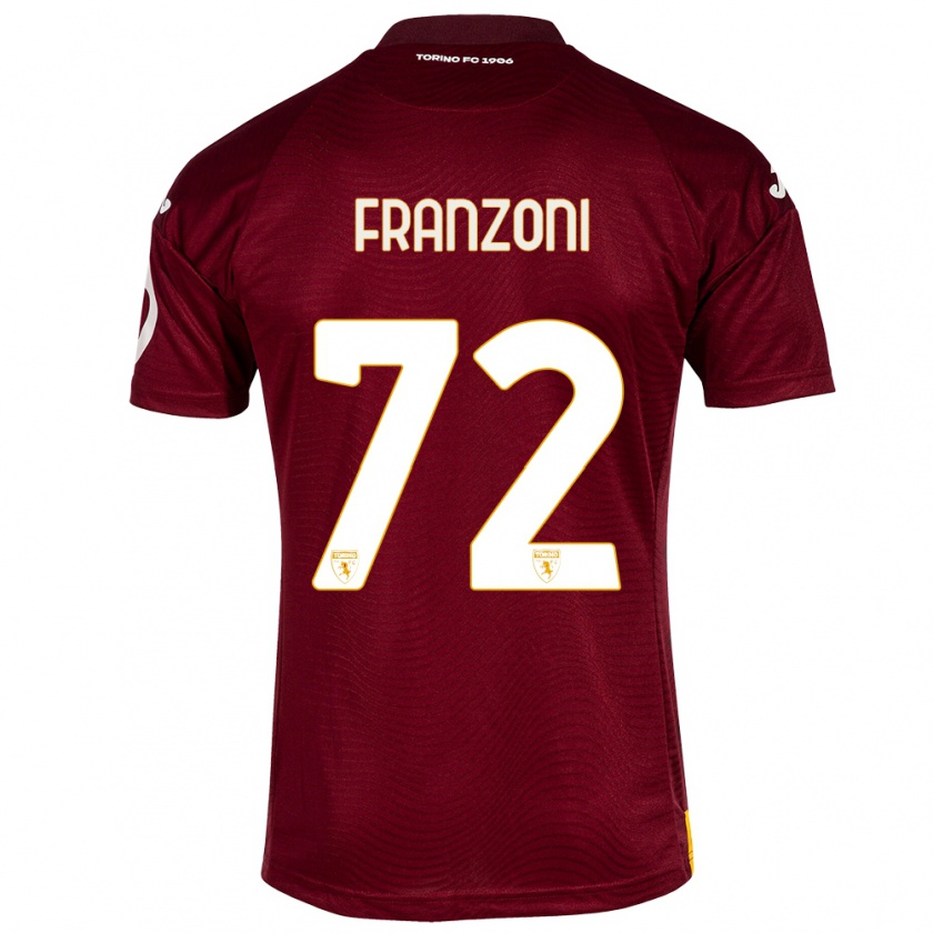 Kandiny Damen Nicolò Franzoni #72 Dunkelrot Heimtrikot Trikot 2023/24 T-Shirt Österreich