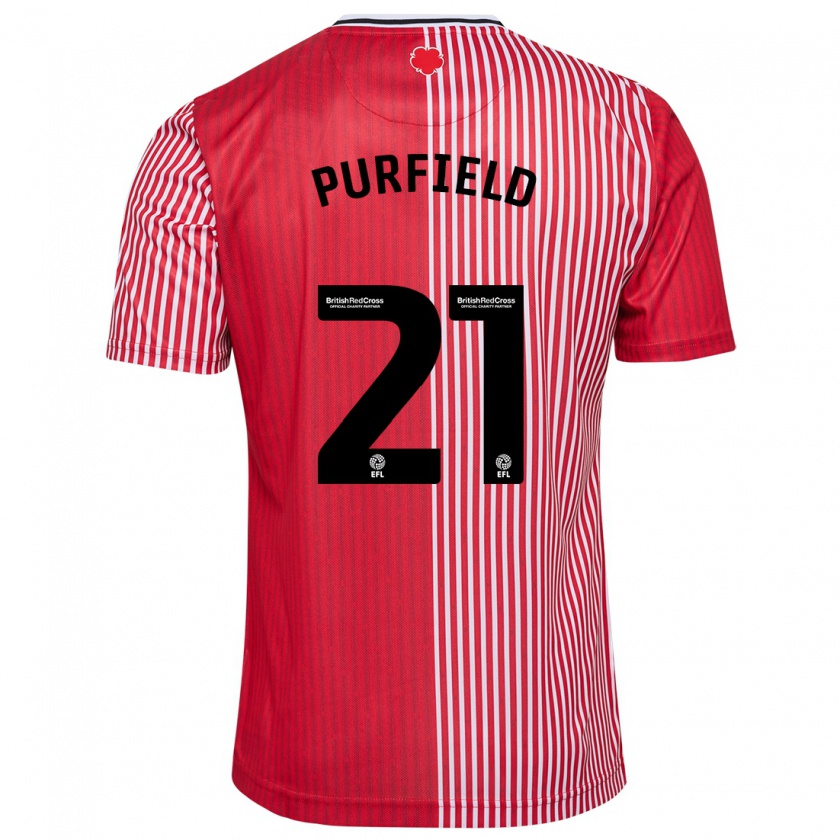 Kandiny Mujer Camiseta Jemma Elizabeth Purfield #21 Rojo 1ª Equipación 2023/24 La Camisa