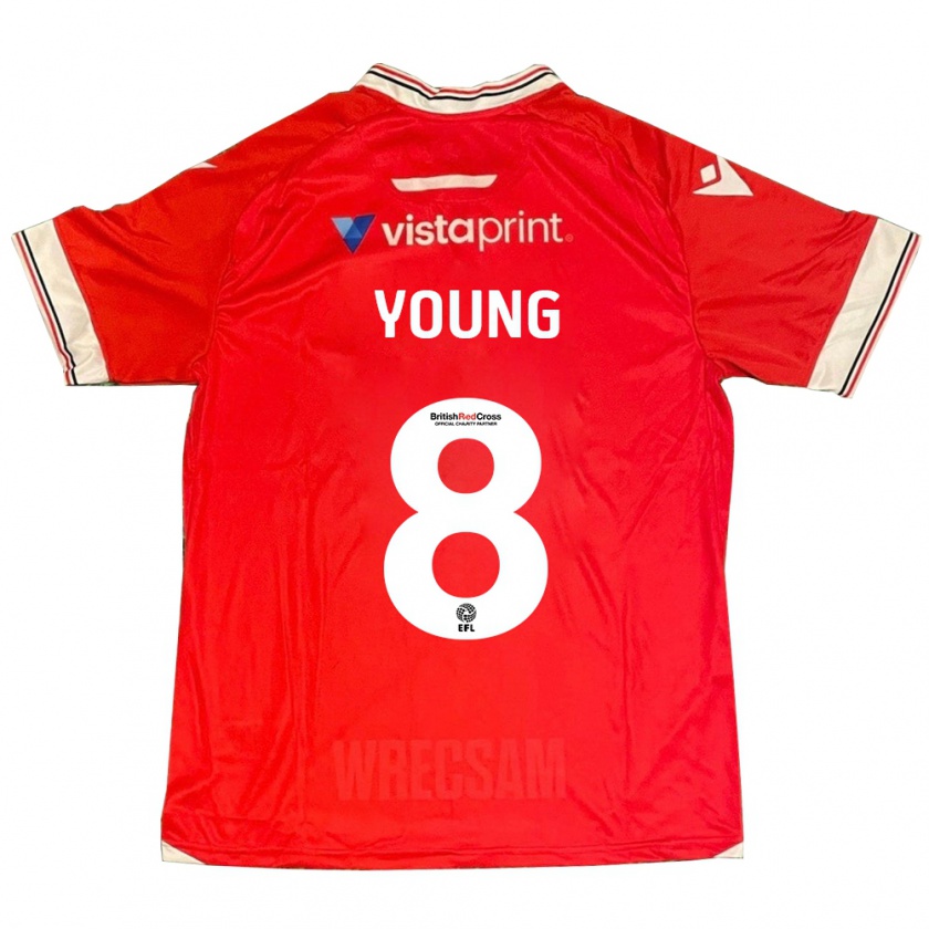 Kandiny Dames Luke Young #8 Rood Thuisshirt Thuistenue 2023/24 T-Shirt België