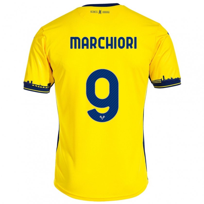 Kandiny Mujer Camiseta Giorgia Marchiori #9 Amarillo 2ª Equipación 2023/24 La Camisa México