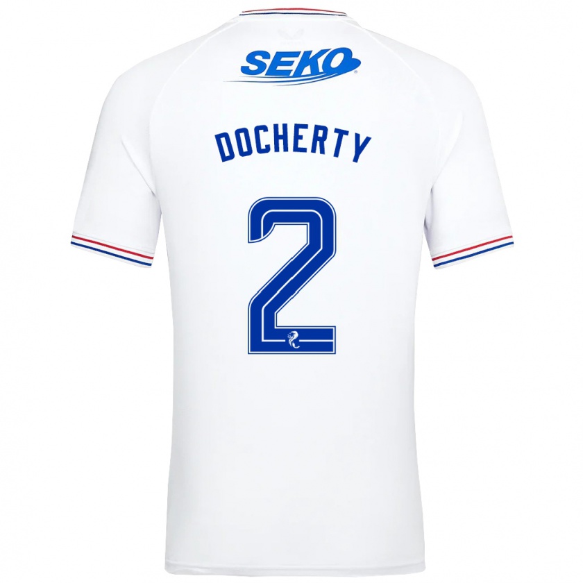 Kandiny Donna Maglia Nicola Docherty #2 Bianco Kit Gara Away 2023/24 Maglietta