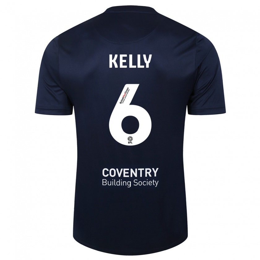 Kandiny Mujer Camiseta Liam Kelly #6 Rojo Azul Marino 2ª Equipación 2023/24 La Camisa