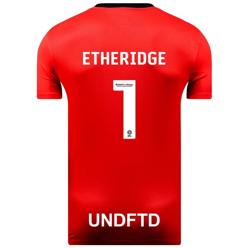 Kandiny Mujer Camiseta Neil Etheridge #1 Rojo 2ª Equipación 2023/24 La Camisa