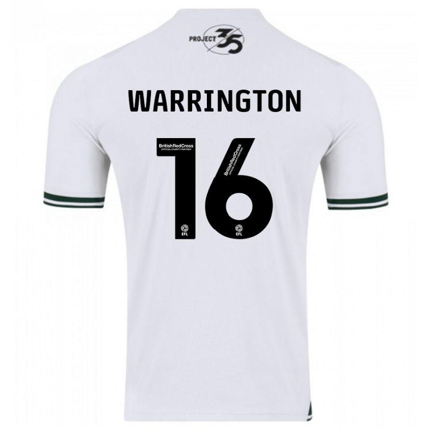 Kandiny Mujer Camiseta Lewis Warrington #16 Blanco 2ª Equipación 2023/24 La Camisa