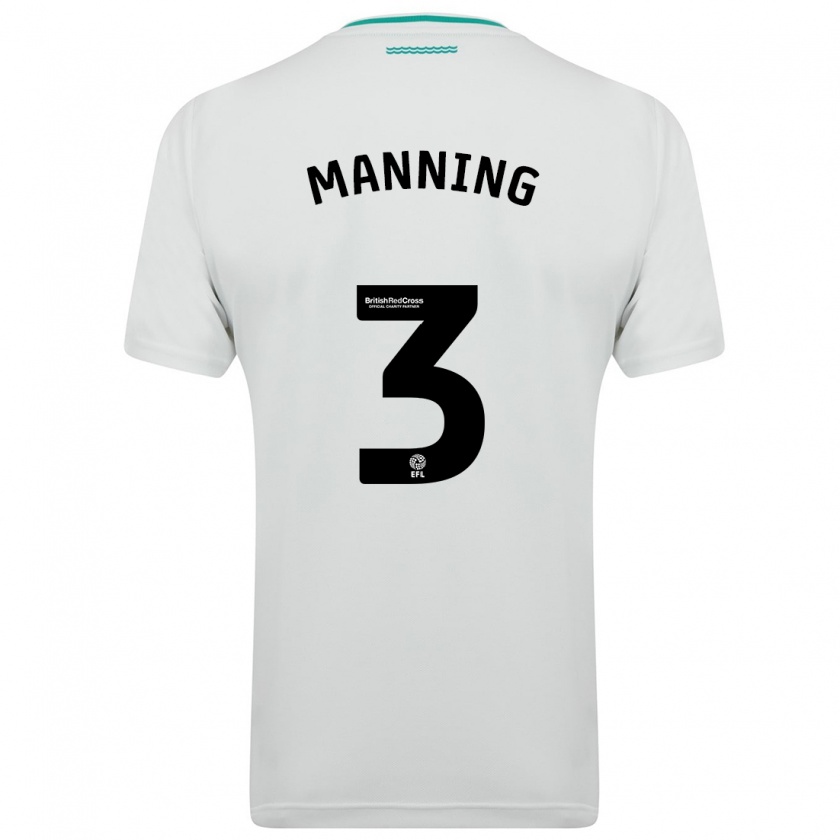 Kandiny Donna Maglia Ryan Manning #3 Bianco Kit Gara Away 2023/24 Maglietta