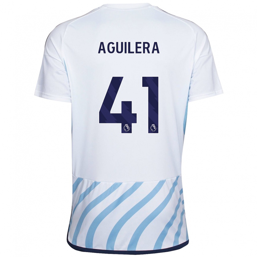 Kandiny Mujer Camiseta Brandon Aguilera #41 Blanco Azul 2ª Equipación 2023/24 La Camisa México