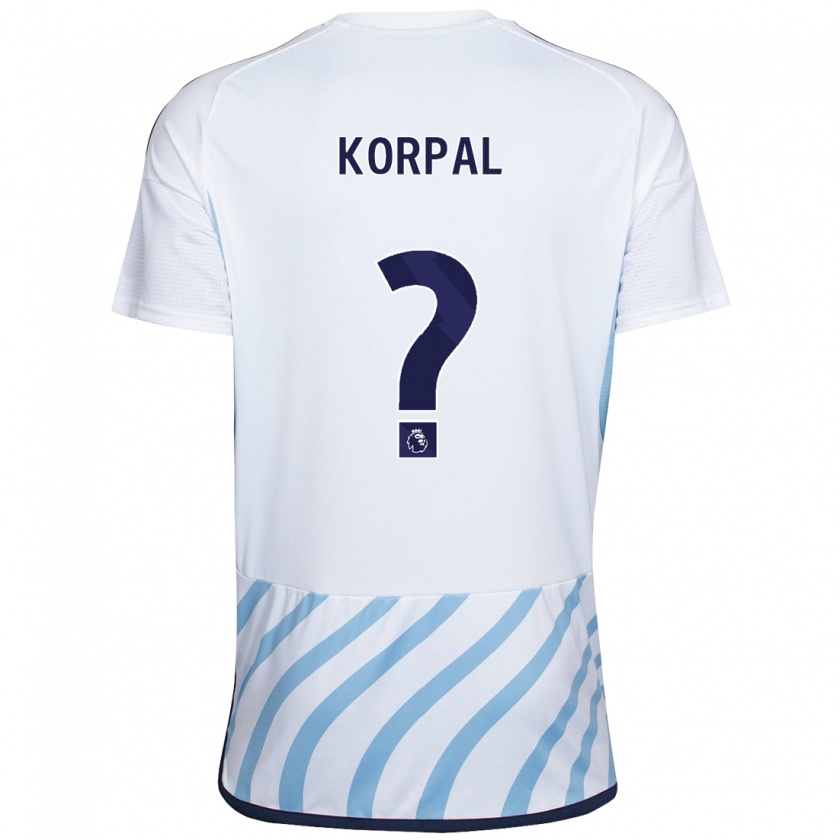 Kandiny Mujer Camiseta Aaron Korpal #0 Blanco Azul 2ª Equipación 2023/24 La Camisa México