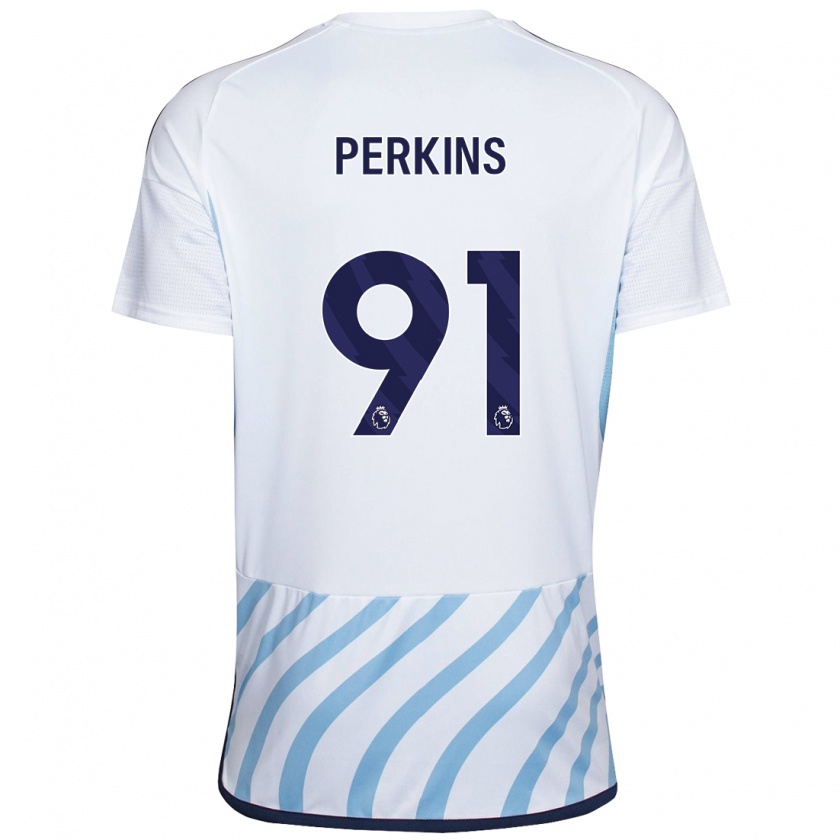 Kandiny Donna Maglia Jack Perkins #91 Bianco Blu Kit Gara Away 2023/24 Maglietta