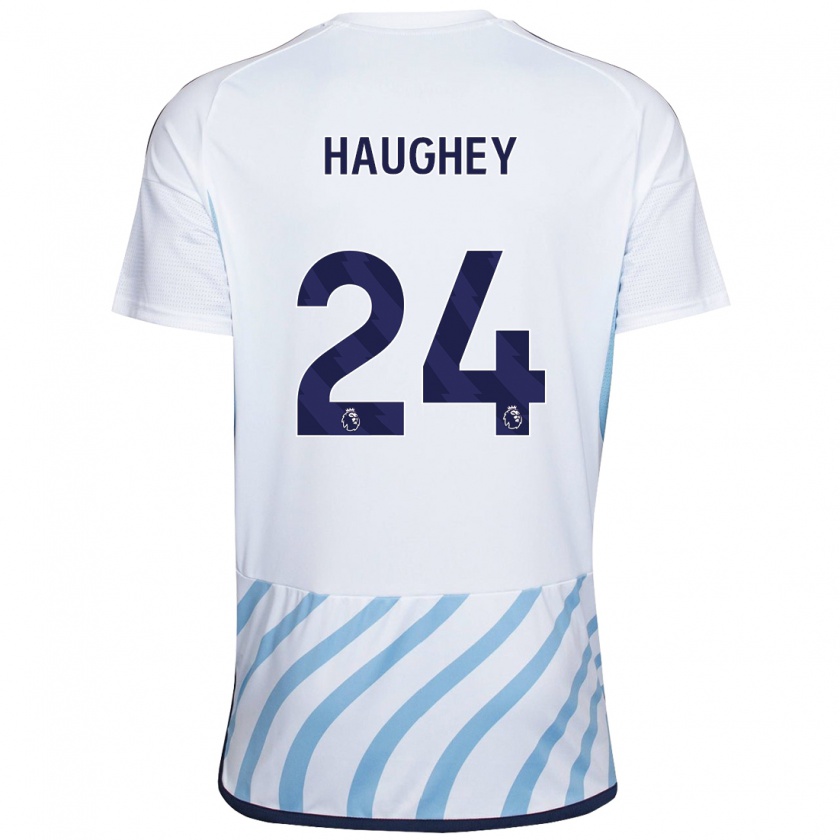 Kandiny Mujer Camiseta Ella Haughey #24 Blanco Azul 2ª Equipación 2023/24 La Camisa