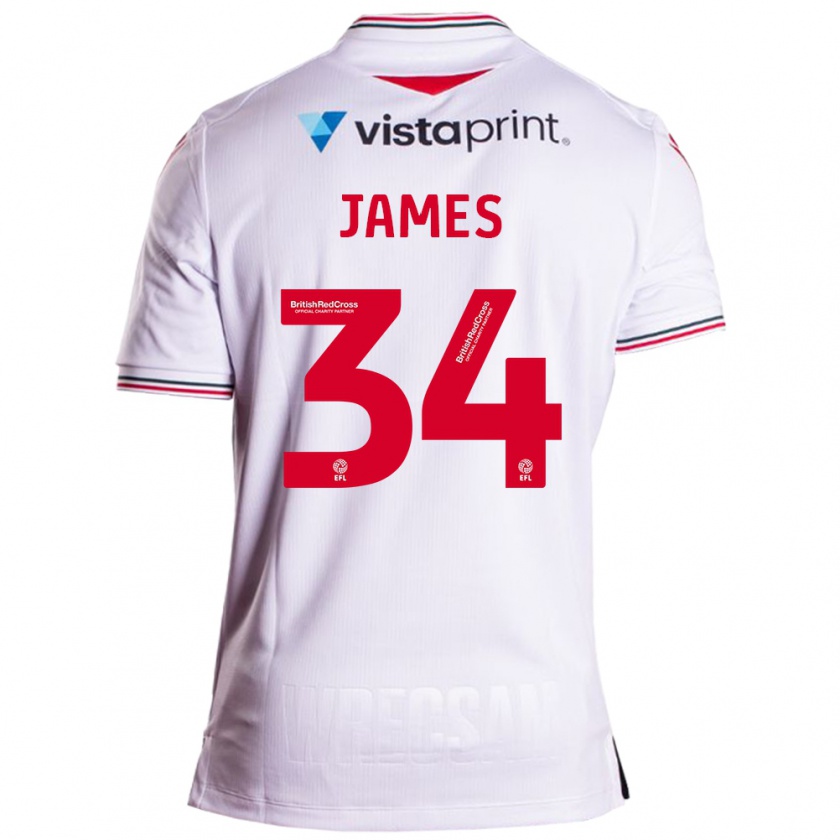 Kandiny Donna Maglia Aaron James #34 Bianco Kit Gara Away 2023/24 Maglietta