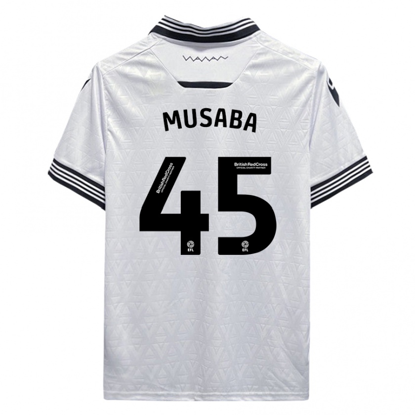 Kandiny Mujer Camiseta Anthony Musaba #45 Blanco 2ª Equipación 2023/24 La Camisa