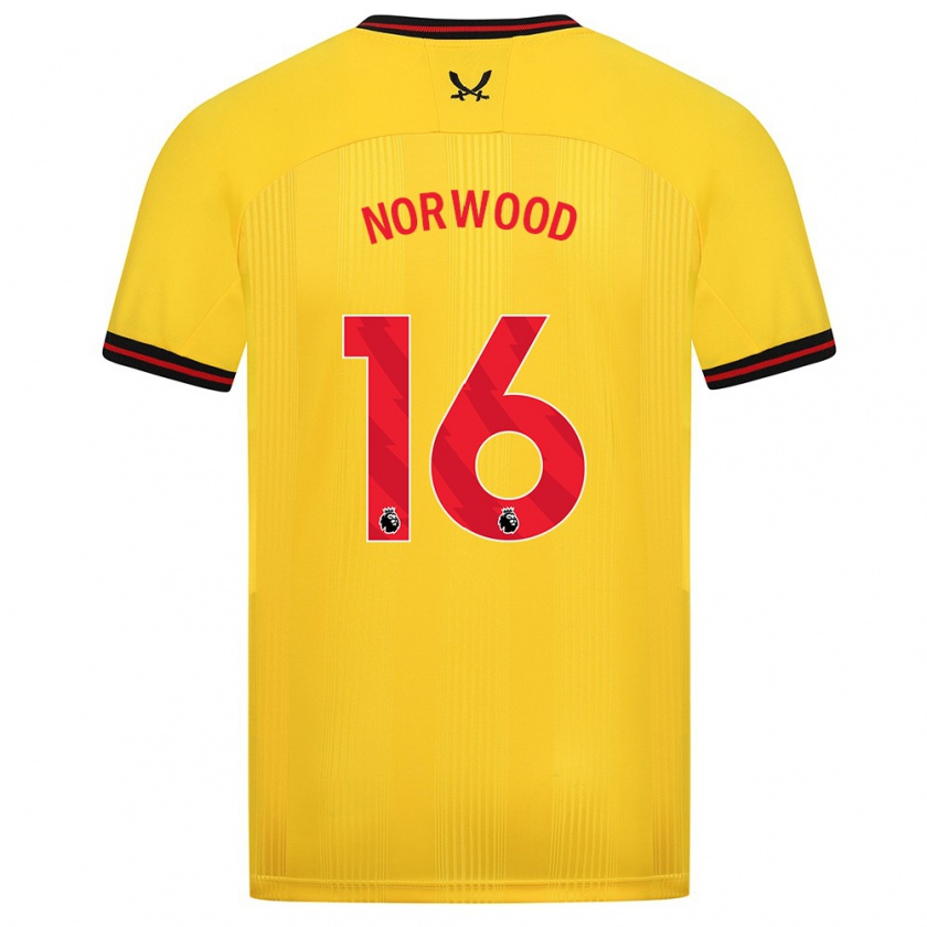 Kandiny Dames Oliver Norwood #16 Geel Uitshirt Uittenue 2023/24 T-Shirt België