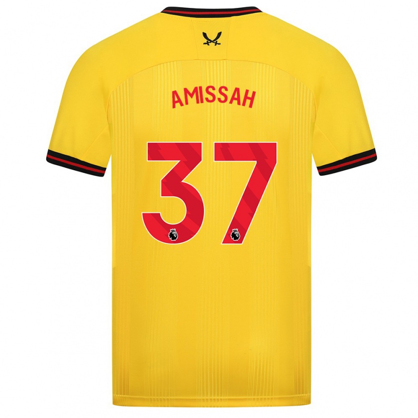 Kandiny Donna Maglia Jordan Amissah #37 Giallo Kit Gara Away 2023/24 Maglietta