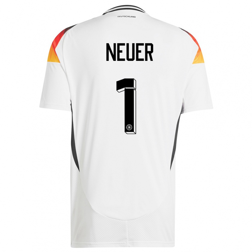 Kandiny Niño Camiseta Alemania Manuel Neuer #1 Blanco 1ª Equipación 24-26 La Camisa