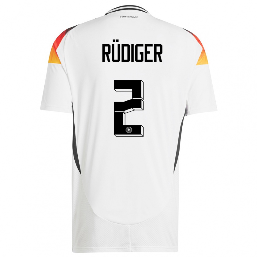 Kandiny Niño Camiseta Alemania Antonio Rudiger #2 Blanco 1ª Equipación 24-26 La Camisa