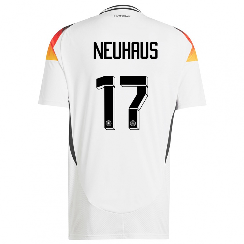 Kandiny Niño Camiseta Alemania Florian Neuhaus #17 Blanco 1ª Equipación 24-26 La Camisa