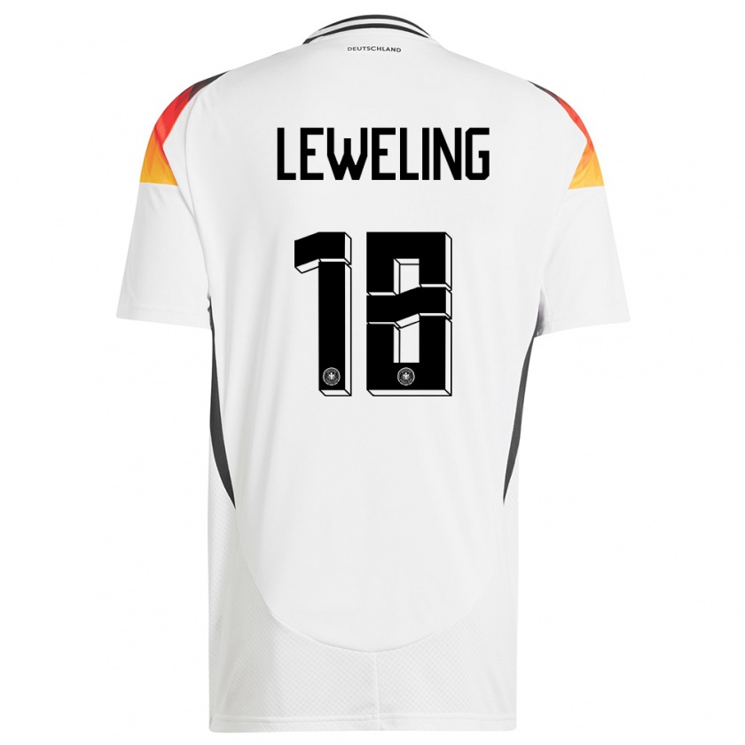 Kandiny Kinderen Duitsland Jamie Leweling #18 Wit Thuisshirt Thuistenue 24-26 T-Shirt België