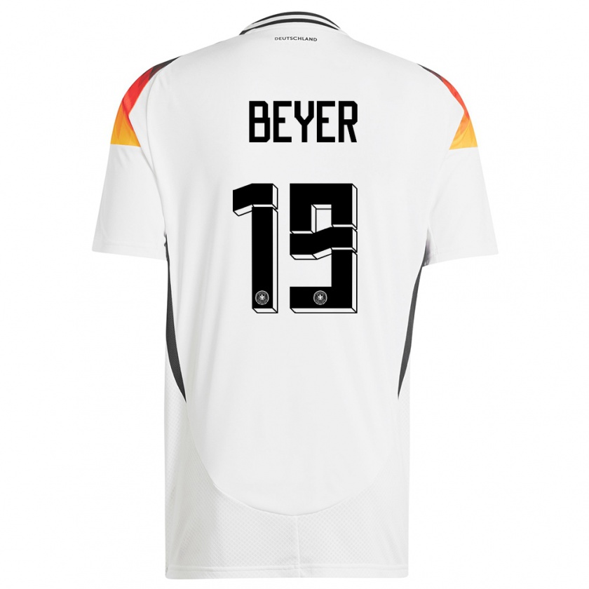 Kandiny Niño Camiseta Alemania Jordan Beyer #19 Blanco 1ª Equipación 24-26 La Camisa