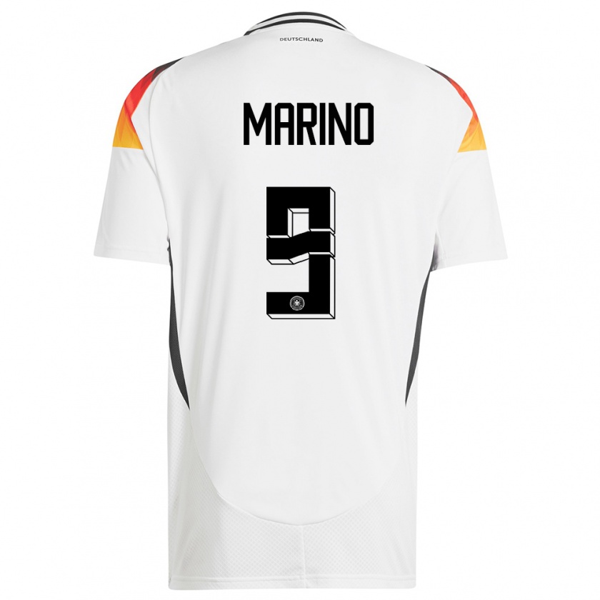 Kandiny Niño Camiseta Alemania Stefano Marino #9 Blanco 1ª Equipación 24-26 La Camisa