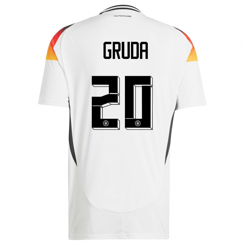 Kandiny Niño Camiseta Alemania Brajan Gruda #20 Blanco 1ª Equipación 24-26 La Camisa