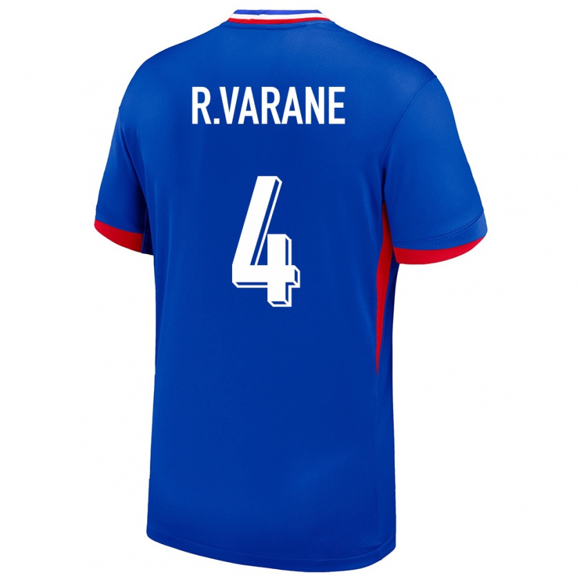 Kandiny Kinderen Frankrijk Raphael Varane #4 Blauw Thuisshirt Thuistenue 24-26 T-Shirt België