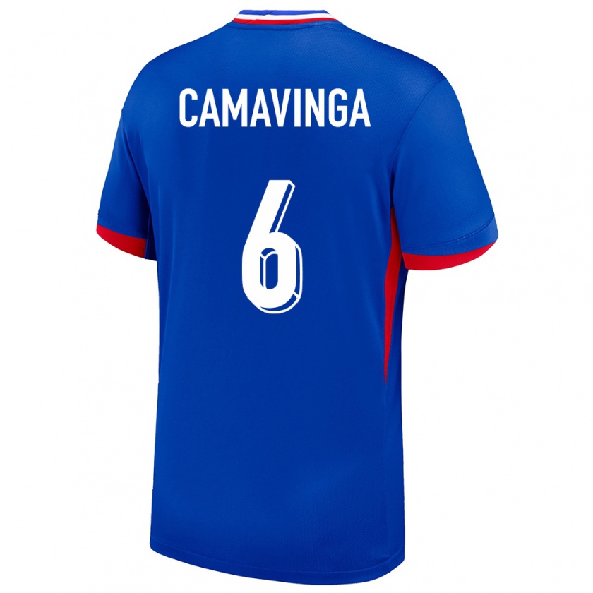 Kandiny Bambino Maglia Francia Eduardo Camavinga #6 Blu Kit Gara Home 24-26 Maglietta